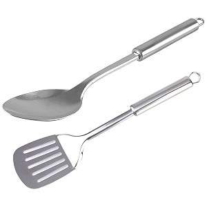 kuber industries slotted turner amp spoonstainless steel serving setnonstick cooking setutensils cookware gadgets for kitchenpack of 2 silver