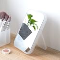 Kuber Industries Small &amp; Portable Hand Mirror for Makeup - Vanity Table Mirror with Stand for Women &amp; Girls- White
