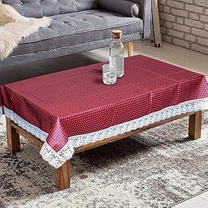 kuber industries small check print table cloth 4 seaterwaterproof center table covertable protector for indoor amp outdoor 60x40 red