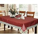 Kuber Industries Small Check Print Table Cloth 6 Seater|Waterproof Dining Table Cover 6 Seater|Table Protector for Indoor &amp; Outdoor 90x60 (Red)