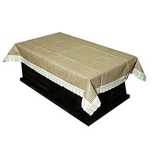 kuber industries small checks print table cloth 4 seaterwaterproof center table covertable protector for indoor amp outdoor 60x40 brown