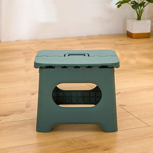 kuber industries small folding stool for sitting - plastic foldable amp portable step stool for kids - green