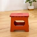 Kuber Industries Small Folding Stool for Sitting - Plastic Foldable &amp; Portable Step Stool for Kids - Red