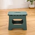 Kuber Industries Small Folding Stool for Sitting - Plastic Foldable &amp; Portable Step Stool for Kids - Green