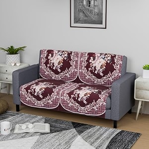 kuber industries set of 16 net anti-skid sofa cover 5-seater with arm cover  comfortable slipcover sofa cloth amp furniture protector for home decor  floral print - black amp grey