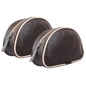 kuber industries soft leather travel toiletry organizer dopp kit water-resistant shaving bag for toiletries accessories-pack of 2 brown