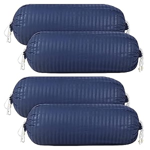 kuber industries solid bolster cover with drawstringround bedside long pillow coverdewan pillow cover set 16 x 32 bolster cover set of 4 blue