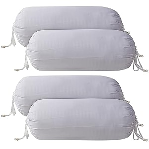 kuber industries solid bolster cover with drawstringround bedside long pillow coverdewan pillow cover set 16 x 32 bolster cover set of 4 white