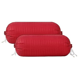kuber industries cotton solid bolster cover with drawstringround bedside long pillow coverdewan pillow cover set 16 x 32 bolster cover set of 2 red