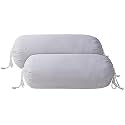 Kuber Industries Cotton Solid Bolster Cover with Drawstring|Round Bedside Long Pillow Cover|Dewan Pillow Cover Set 16 X 32 |Bolster Cover Set of 2 (White)