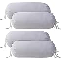Kuber Industries Solid Bolster Cover with Drawstring|Round Bedside Long Pillow Cover|Dewan Pillow Cover Set 16 x 32 |Bolster Cover Set of 4 (White)