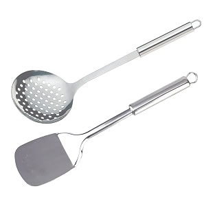kuber industries spatula amp skimmerstainless steel serving setnonstick cooking setutensils cookware gadgets for kitchenpack of 2 silver