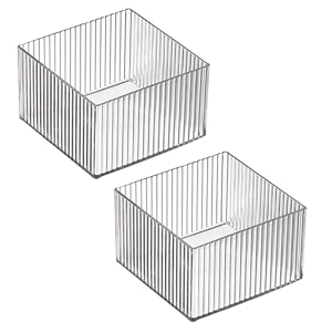 kuber industries sqaure cutlerycosmaticdesk organizerbasket for storage books toys-pack of 2 transparent