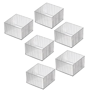 kuber industries sqaure cutlerycosmaticdesk organizerbasket for storage books toys-pack of 6 transparent