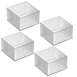 kuber industries sqaure cutlerycosmaticdesk organizerbasket for storage books toys-pack of 4 transparent