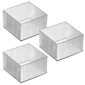 kuber industries sqaure cutlerycosmaticdesk organizerbasket for storage books toys-pack of 3 transparent