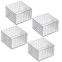 Kuber Industries Sqaure Cutlery/Cosmatic/Desk Organizer|Basket For Storage, Books, Toys-Pack of 4 (Transparent)