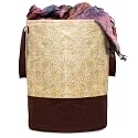 Kuber Industries Waterproof Canvas Laundry Bag/Hamper|Metalic Printed With Handles|Foldable Bin &amp; 45 Liter Capicity|Size 37 x 37 x 46, Pack of 1 (Brown)