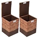 Kuber Industries Waterproof Canvas Laundry Bag/Hamper|Metalic Printed With Handles|Foldable Bin &amp; 45 Liter Capicity|Size 37 x 37 x 46, Pack of 1 (Brown)