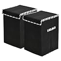 Kuber Industries Non-Woven Round Laundry Basket For clothes|Metalic Print Foldable Toy Storage Organizer|Reinforced Handle With Sturdy Base 45 LTR|Pack of 2 (Beige)