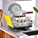 Kuber Industries Stainless Steel 2-Tier Kitchen Dish Drainer Rack with Removable Drain Board | Dishwash Organizer | Utensils Drying Rack with Drainer Tray | Vessel/Bartan Stand for Sink | Black