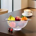 Kuber Industries Fruit Basket | Stainless Steel Vegetables Strainer | Colander Basket for Pasta-Noodles-Grains | Mesh Basket with Handle | 9 Inch | Silver, 11 x 23 x 11 centimeters