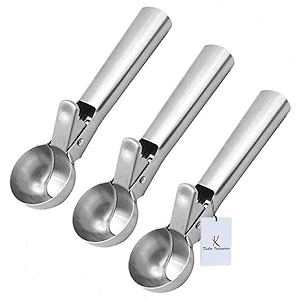 kuber industries stainless steel ice cream scoop set 3-pieces silverisisoope118