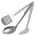 Kuber Industries Stainless Steel Kitchen Utensil, Cookware Set, Kitchen Tool- Set of 3 (Skimmer &amp; Spatula &amp; Solid Turner) (Silver)