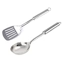 Kuber Industries Stainless Steel Kitchen Utensil Cookware Set Kitchen Tool- Set of 2 (Ladle &amp; Turner) (Silver)