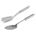 Kuber Industries Stainless Steel Kitchen Utensil, Cookware Set, Kitchen Tool- Set of 2 (Slotted Turner &amp; Spatula) (Silver)