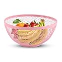 Kuber Industries Pack of 5 Fruit Basket | Stainless Steel Vegetables Strainer | Colander Basket for Pasta-Noodles-Grains | Mesh Basket with Handle | 8 Inch | Silver