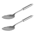 Kuber Industries Stainless Steel Solid Cooking Spoon, Serving Spoon, Kitchen Spoons, Basting Spoon for Kitchen-Pack of 2 (Silver), Standard