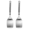 Kuber Industries Stainless Steel Turners/Spatulas/Cooking Turner/for Dosa, Roti, Omlette, Parathas, PavBhaji-Pack of 2 (Silver), Standard, (49KM0123)