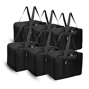 kuber industries 6 pcs jumbo storage bag with handle amp zipper closure  rexine underbedwardrobe clothes storage organizer  black