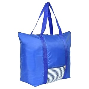 kuber industries blue storage bag  57 x 46 x 15 cm  unisex  round  parachute  nylon  zipper  1 compartment  1 pocket  1 handle  portable  lightweight
