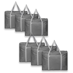 kuber industries 6 pcs jumbo storage bag with handle amp zipper closure  parachute underbedwardrobe clothes storage organizer  grey