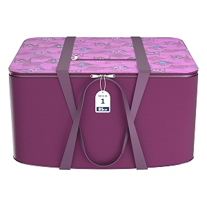 kuber industries storage attachi with handle - clothes underbed organizer zipper closure wardrobe travel bag flower check pattern large purple