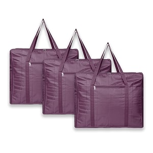 kuber industries 3 pcs jumbo storage bag with handle amp zipper closure  parachute underbedwardrobe clothes storage organizer  maroon