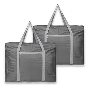 kuber industries 2 pcs small storage bag with handle amp zipper closure  parachute underbedwardrobe clothes storage organizer  grey