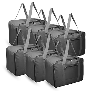 kuber industries 6 pcs small storage bag with handle amp zipper closure  rexine underbedwardrobe clothes storage organizer  grey
