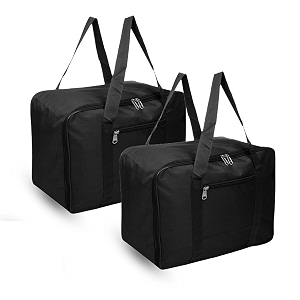 kuber industries 2 pcs small storage bag with handle amp zipper closure  rexine underbedwardrobe clothes storage organizer  black