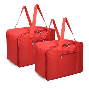 kuber industries 2 pcs jumbo storage bag with handle amp zipper closure  rexine underbedwardrobe clothes storage organizer  red
