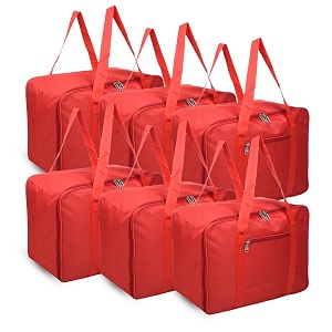 kuber industries 6 pcs jumbo storage bag with handle amp zipper closure  rexine underbedwardrobe clothes storage organizer  red