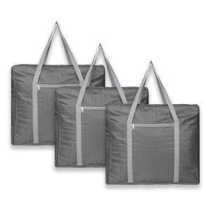 kuber industries jumbo storage bag with handle amp zipper closure  parachute underbedwardrobe clothes storage organizer  black