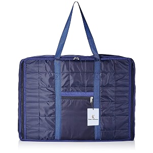 kuber industries jumbo storage bag with handle amp zipper closure  parachute underbedwardrobe clothes storage organizer  blue