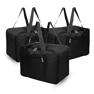 kuber industries 3 pcs jumbo storage bag with handle amp zipper closure  rexine underbedwardrobe clothes storage organizer  black
