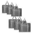Kuber Industries 6 Pcs Jumbo Storage Bag with Handle &amp; Zipper Closure | Parachute Underbed/Wardrobe Clothes Storage Organizer | Grey