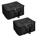 Kuber Industries Non-Woven Storage Bag With Zipper - Underbed Wardrobe Organizer With Handle for Clothes - Travel Jumbo Bag - Pack of 2 - Black