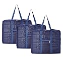 Kuber Industries 3 Pcs Jumbo Storage Bag with Handle &amp; Zipper Closure | Parachute Underbed/Wardrobe Clothes Storage Organizer | Blue