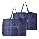 Kuber Industries 2 Pcs Jumbo Storage Bag with Handle &amp; Zipper Closure | Parachute Underbed/Wardrobe Clothes Storage Organizer | Blue